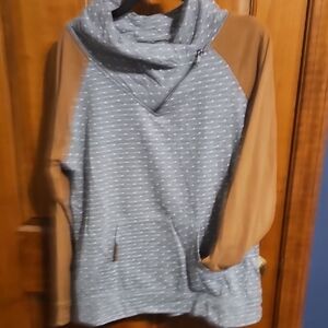 Maurices Blue and Tan Cowl Neck Sweater